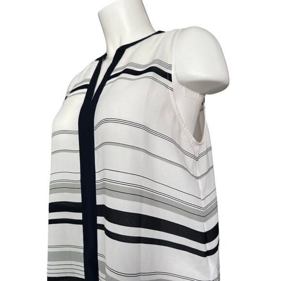 41 Hawthorn Women's‎ Pullover Stripes Split Neck Sleeveless Blouse Top Size M - Picture 2 of 6